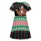 Sudan Christmas Santa Dromedary Camel Kid Short Sleeve Dress Sudanese Tobe Inspired Textile
