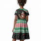 Sudan Christmas Santa Dromedary Camel Kid Short Sleeve Dress Sudanese Tobe Inspired Textile