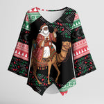 Sudan Christmas Santa Dromedary Camel Kimono Sleeve Blouse Sudanese Tobe Inspired Textile