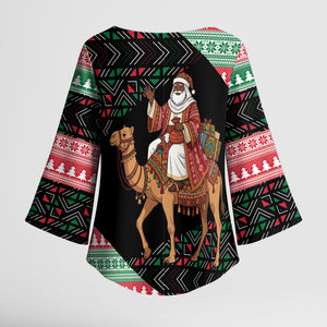 Sudan Christmas Santa Dromedary Camel Kimono Sleeve Blouse Sudanese Tobe Inspired Textile