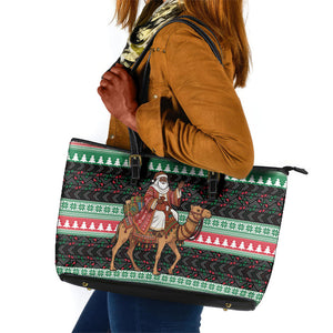 Sudan Christmas Santa Dromedary Camel Leather Tote Bag Sudanese Tobe Inspired Textile
