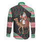 Sudan Christmas Santa Dromedary Camel Long Sleeve Button Shirt Sudanese Tobe Inspired Textile
