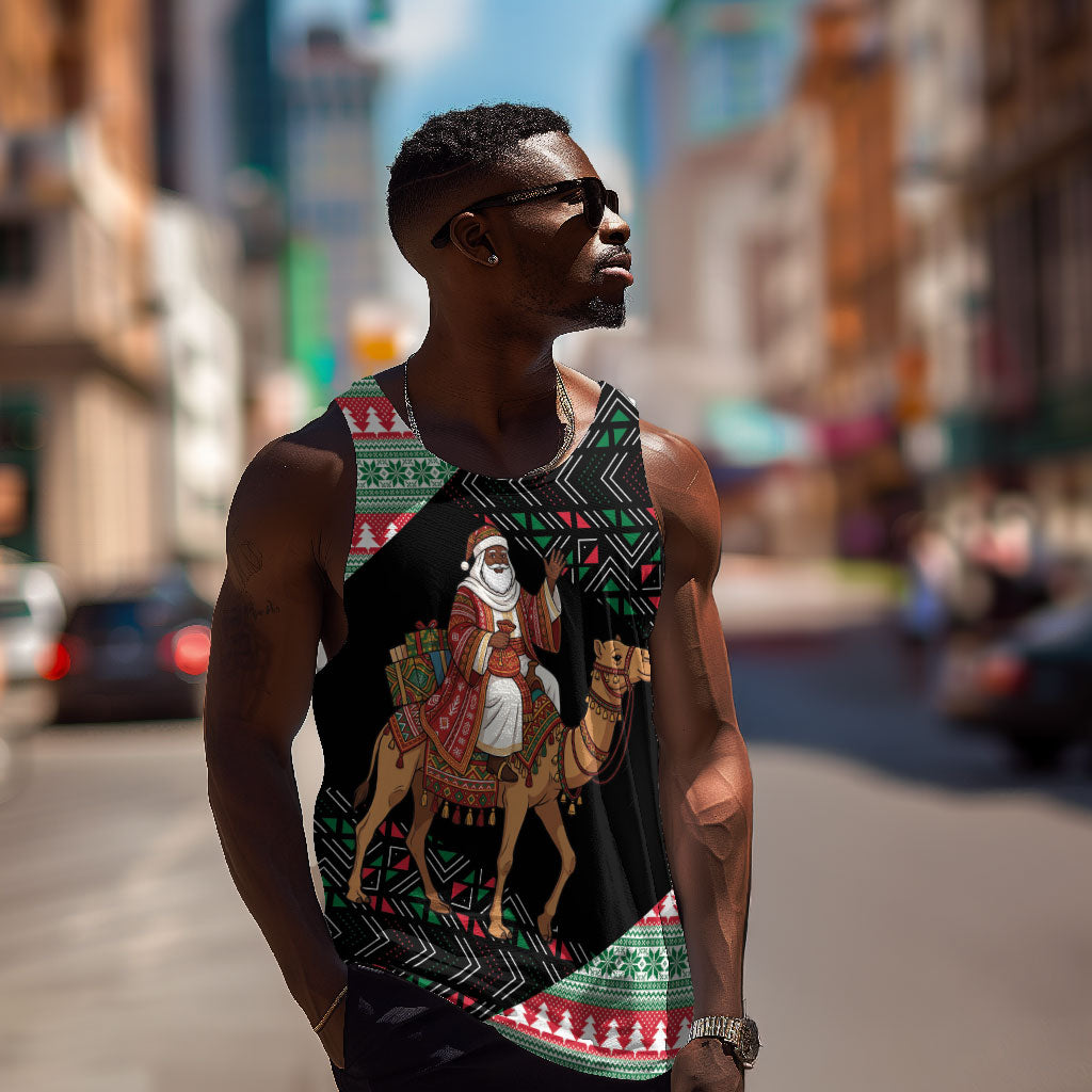 Sudan Christmas Santa Dromedary Camel Men Tank Top Sudanese Tobe Inspired Textile