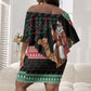 Sudan Christmas Santa Dromedary Camel Off Shoulder Short Dress Sudanese Tobe Inspired Textile