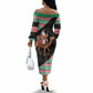 Sudan Christmas Santa Dromedary Camel Off The Shoulder Long Sleeve Dress Sudanese Tobe Inspired Textile