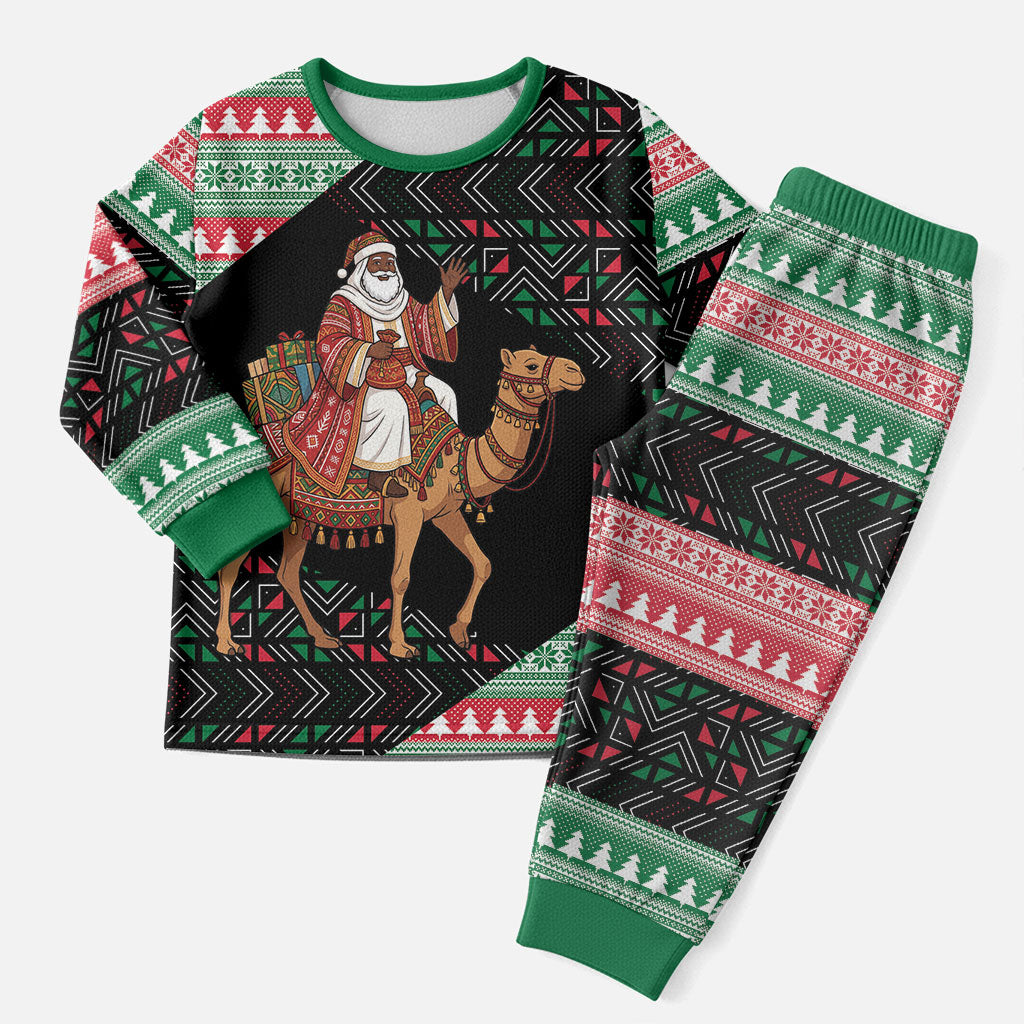 Sudan Christmas Santa Dromedary Camel Christmas Pajama Set Sudanese Tobe Inspired Textile