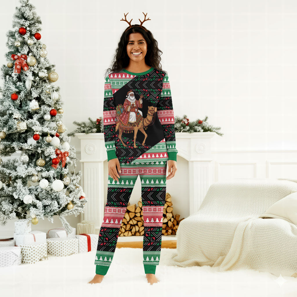 Sudan Christmas Santa Dromedary Camel Christmas Pajama Set Sudanese Tobe Inspired Textile