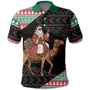 Sudan Christmas Santa Dromedary Camel Polo Shirt Sudanese Tobe Inspired Textile