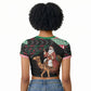 Sudan Christmas Santa Dromedary Camel Raglan Cropped T shirt Sudanese Tobe Inspired Textile