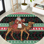 Sudan Christmas Santa Dromedary Camel Round Carpet Sudanese Tobe Inspired Textile