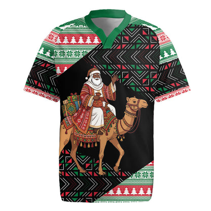 Sudan Christmas Santa Dromedary Camel Rugby Jersey Sudanese Tobe Inspired Textile