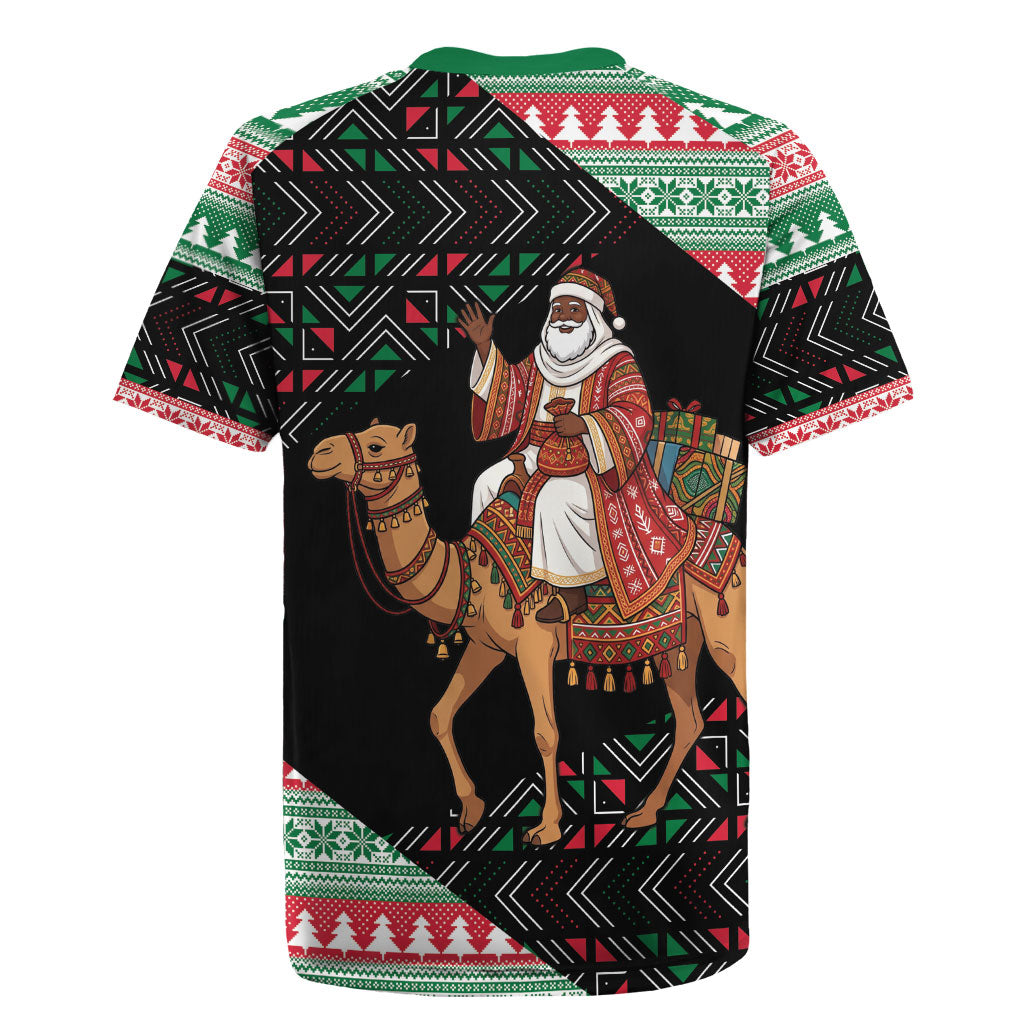 Sudan Christmas Santa Dromedary Camel Rugby Jersey Sudanese Tobe Inspired Textile