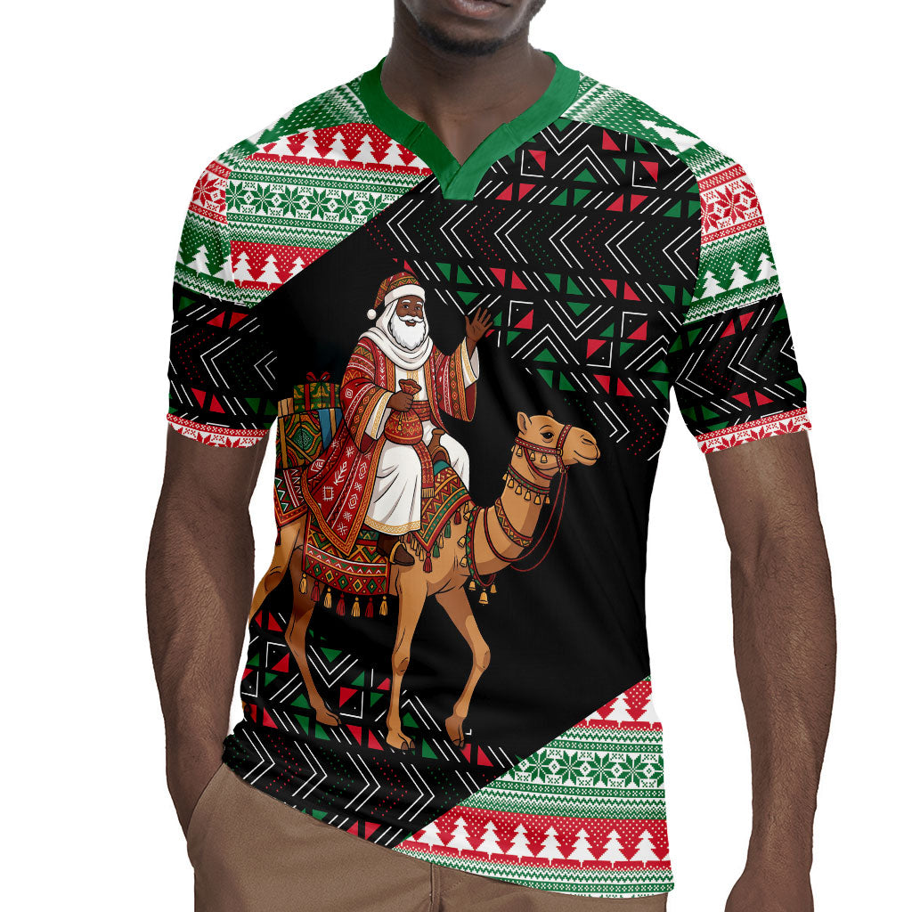Sudan Christmas Santa Dromedary Camel Rugby Jersey Sudanese Tobe Inspired Textile