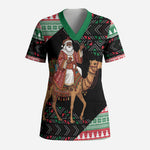 Sudan Christmas Santa Dromedary Camel Scrub Top Sudanese Tobe Inspired Textile