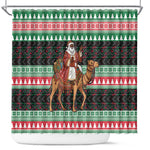 Sudan Christmas Santa Dromedary Camel Shower Curtain Sudanese Tobe Inspired Textile