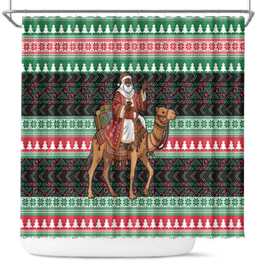 Sudan Christmas Santa Dromedary Camel Shower Curtain Sudanese Tobe Inspired Textile