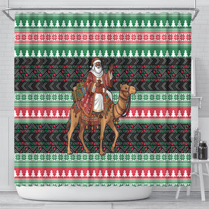 Sudan Christmas Santa Dromedary Camel Shower Curtain Sudanese Tobe Inspired Textile
