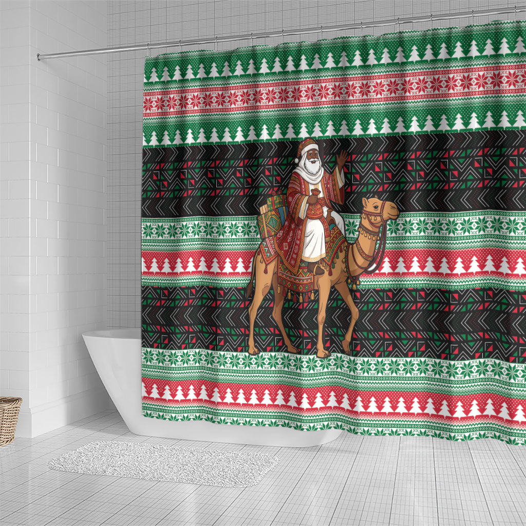 Sudan Christmas Santa Dromedary Camel Shower Curtain Sudanese Tobe Inspired Textile