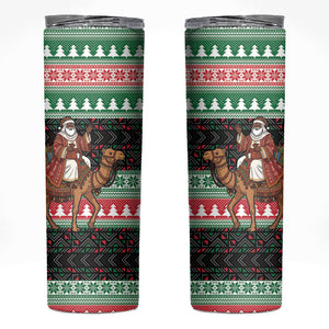 Sudan Christmas Santa Dromedary Camel Skinny Tumbler Sudanese Tobe Inspired Textile