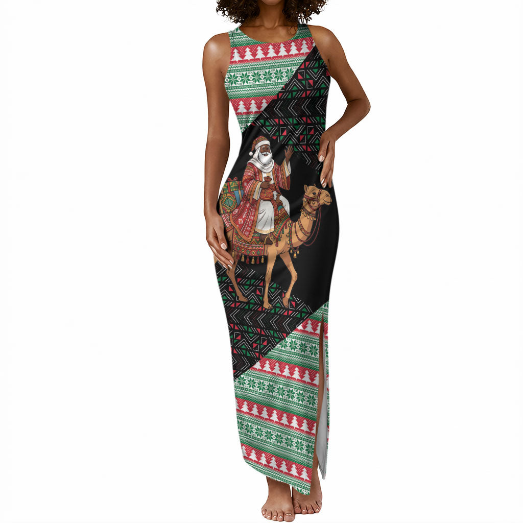 Sudan Christmas Santa Dromedary Camel Tank Maxi Dress Sudanese Tobe Inspired Textile