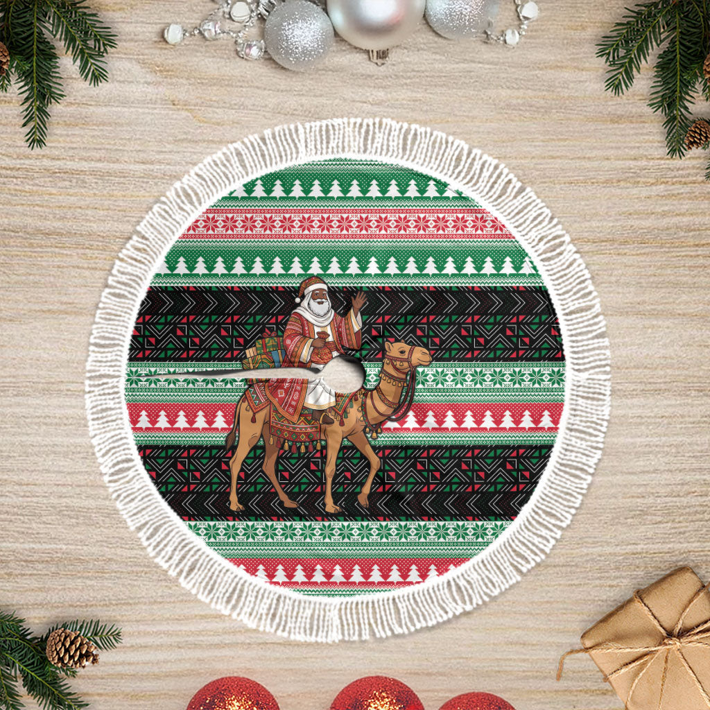 Sudan Christmas Santa Dromedary Camel Tree Skirt Sudanese Tobe Inspired Textile