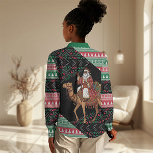 Sudan Christmas Santa Dromedary Camel Women Casual Shirt Sudanese Tobe Inspired Textile
