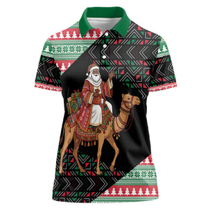 Sudan Christmas Santa Dromedary Camel Women Polo Shirt Sudanese Tobe Inspired Textile