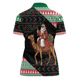 Sudan Christmas Santa Dromedary Camel Women Polo Shirt Sudanese Tobe Inspired Textile