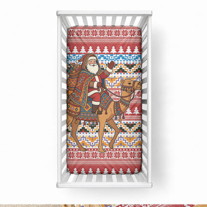 Morocco Christmas Santa Dromedary Camel Baby Bed Cover Berber Amazigh Geometric Motifs