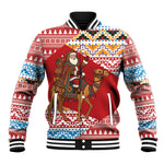 Morocco Christmas Santa Dromedary Camel Baseball Jacket Berber Amazigh Geometric Motifs