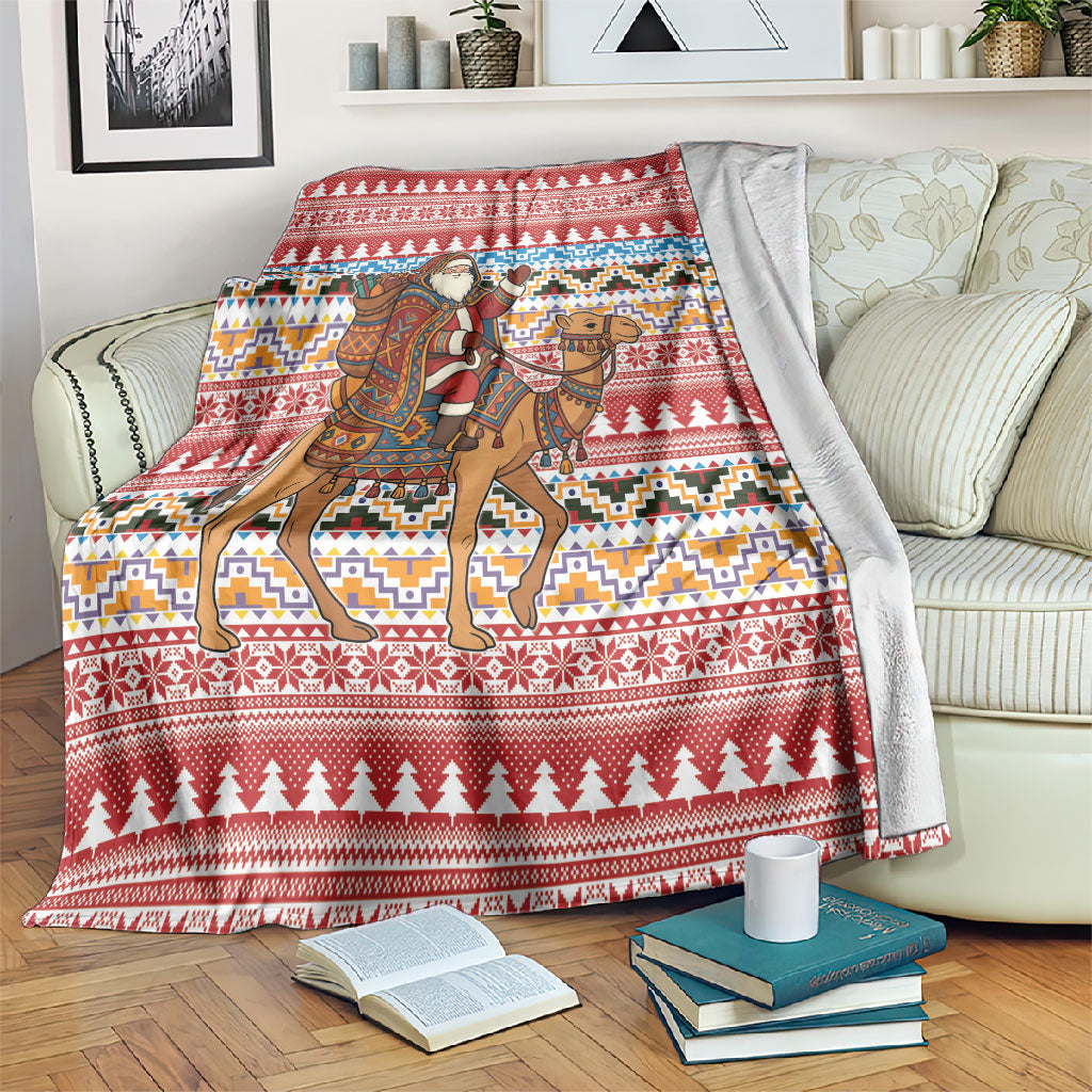 Morocco Christmas Santa Dromedary Camel Blanket Berber Amazigh Geometric Motifs