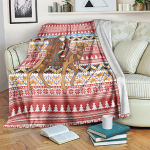 Morocco Christmas Santa Dromedary Camel Blanket Berber Amazigh Geometric Motifs
