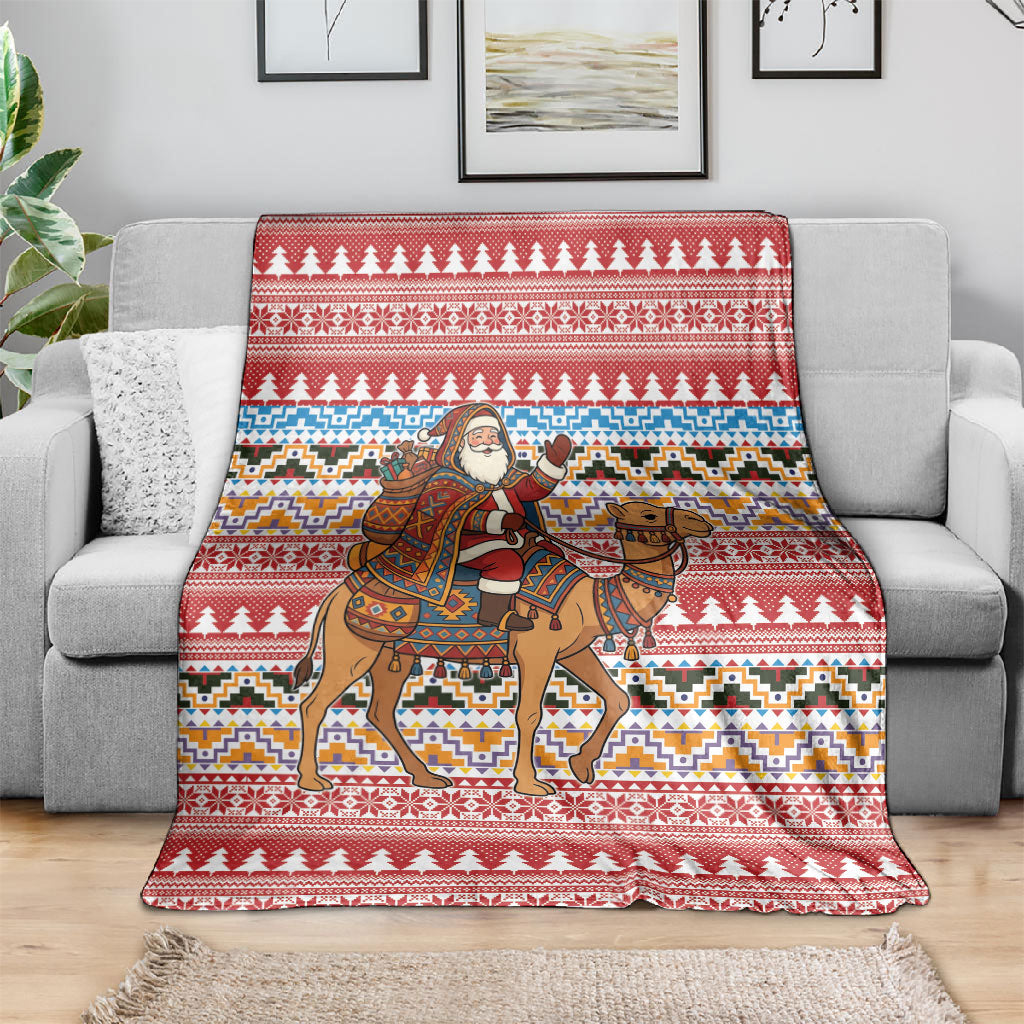 Morocco Christmas Santa Dromedary Camel Blanket Berber Amazigh Geometric Motifs