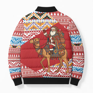Morocco Christmas Santa Dromedary Camel Bomber Puffer Jacket Berber Amazigh Geometric Motifs