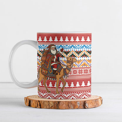 Morocco Christmas Santa Dromedary Camel Ceramic Mug Berber Amazigh Geometric Motifs