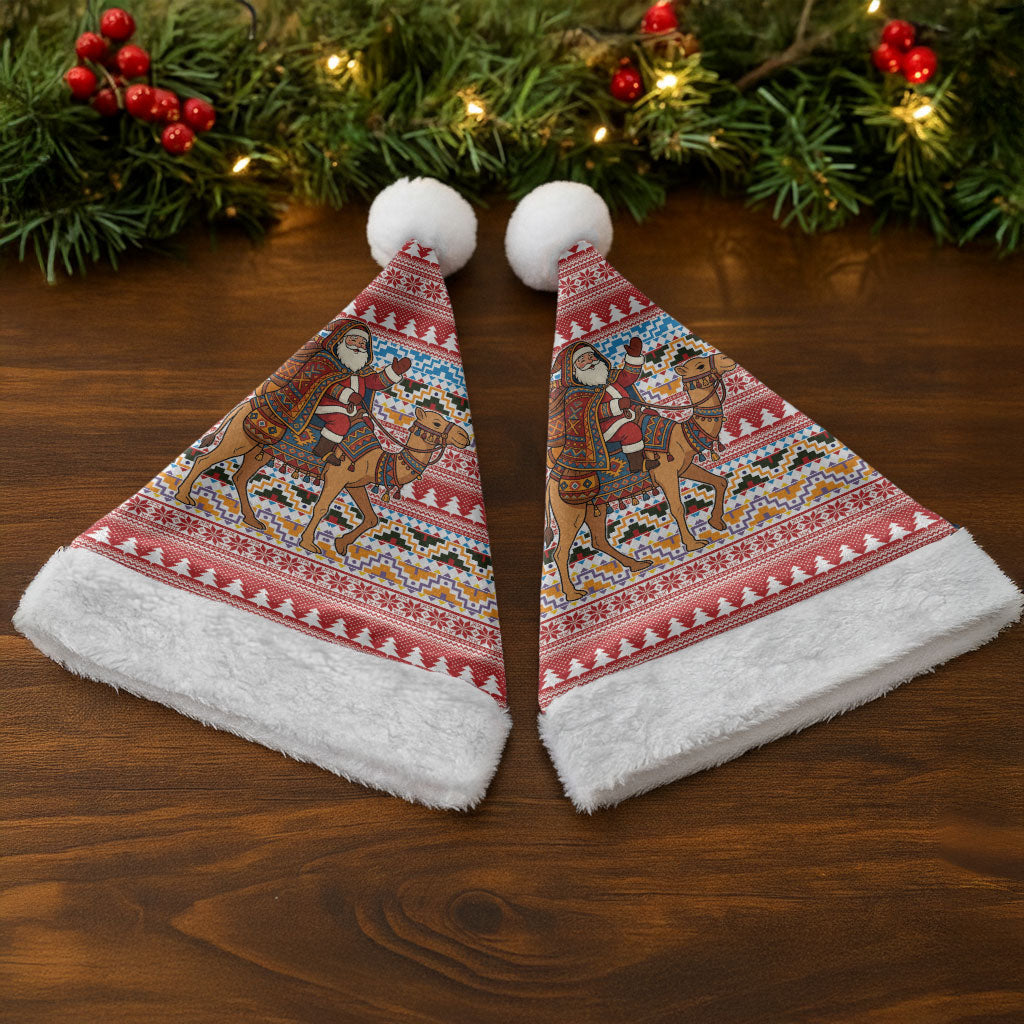 Morocco Christmas Santa Dromedary Camel Christmas Santa Hat Berber Amazigh Geometric Motifs