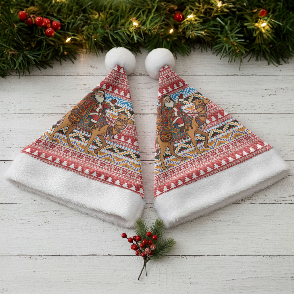 Morocco Christmas Santa Dromedary Camel Christmas Santa Hat Berber Amazigh Geometric Motifs