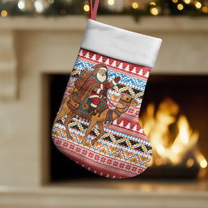 Morocco Christmas Santa Dromedary Camel Christmas Stocking Berber Amazigh Geometric Motifs