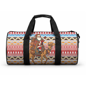 Morocco Christmas Santa Dromedary Camel Duffle Bag Berber Amazigh Geometric Motifs
