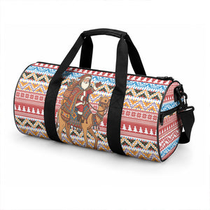 Morocco Christmas Santa Dromedary Camel Duffle Bag Berber Amazigh Geometric Motifs