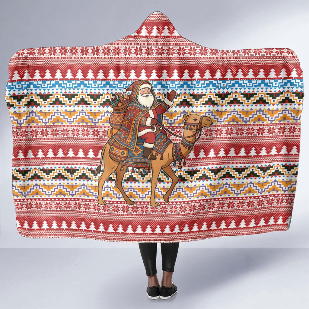 Morocco Christmas Santa Dromedary Camel Hooded Blanket Berber Amazigh Geometric Motifs