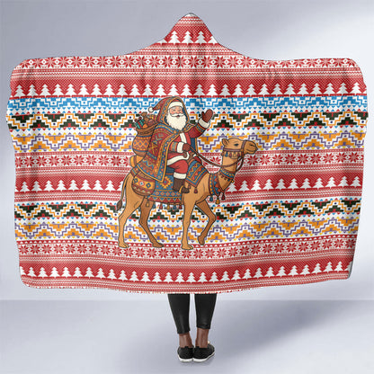 Morocco Christmas Santa Dromedary Camel Hooded Blanket Berber Amazigh Geometric Motifs