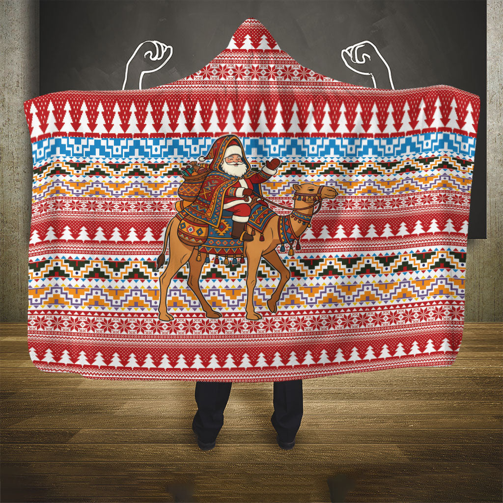 Morocco Christmas Santa Dromedary Camel Hooded Blanket Berber Amazigh Geometric Motifs