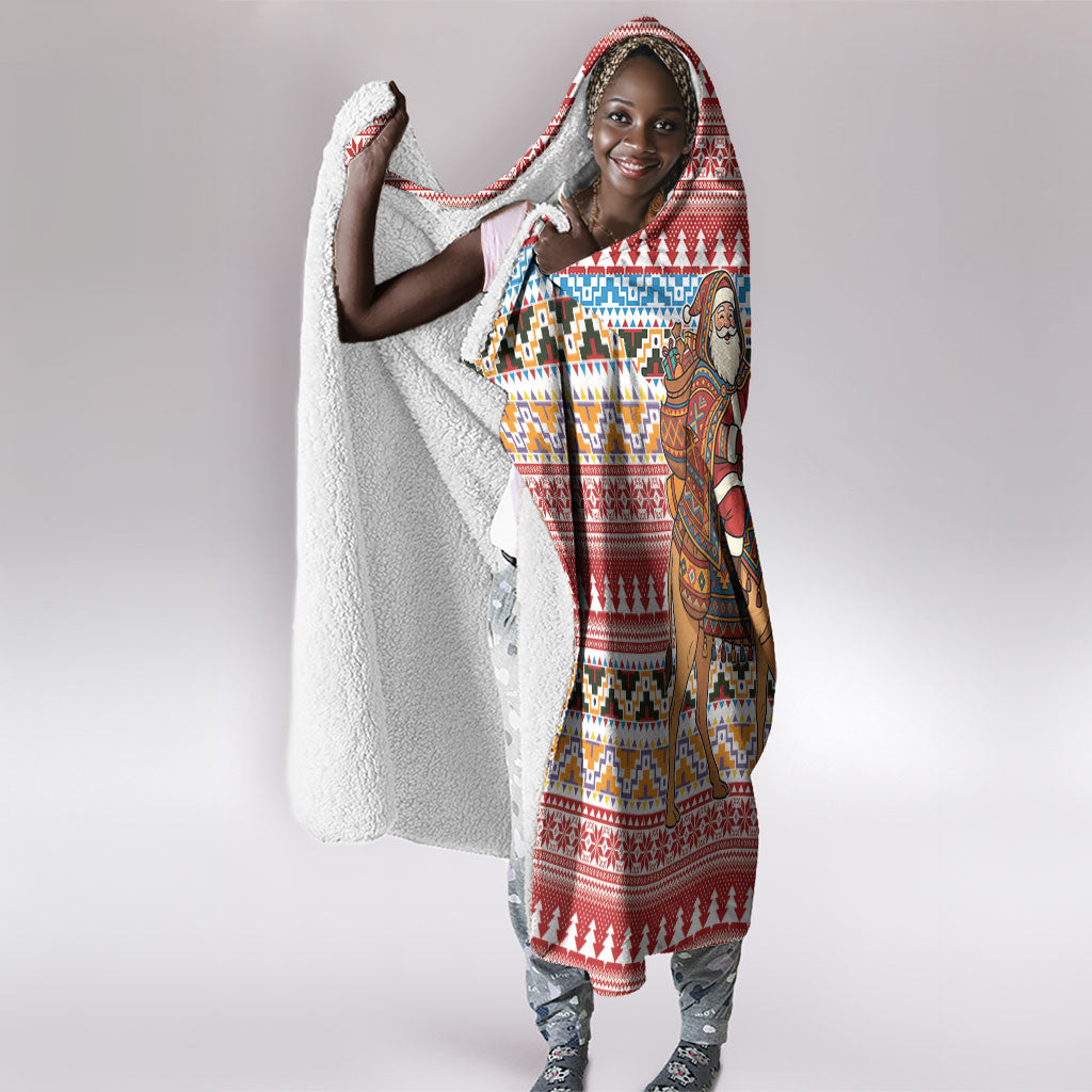 Morocco Christmas Santa Dromedary Camel Hooded Blanket Berber Amazigh Geometric Motifs