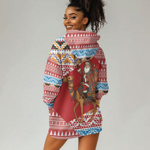 Morocco Christmas Santa Dromedary Camel Hoodie Dress Berber Amazigh Geometric Motifs