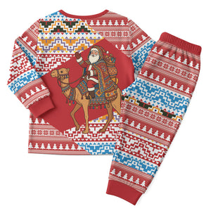 Morocco Christmas Santa Dromedary Camel Christmas Pajama Set Berber Amazigh Geometric Motifs
