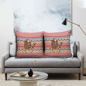 Morocco Christmas Santa Dromedary Camel Pillow Cover Berber Amazigh Geometric Motifs