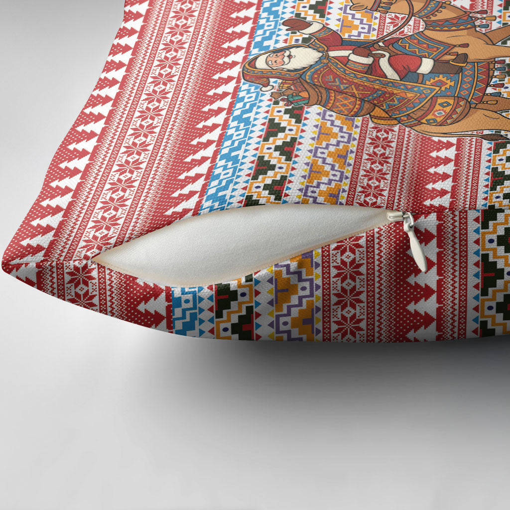 Morocco Christmas Santa Dromedary Camel Pillow Cover Berber Amazigh Geometric Motifs