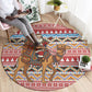 Morocco Christmas Santa Dromedary Camel Round Carpet Berber Amazigh Geometric Motifs