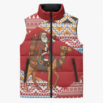 Morocco Christmas Santa Dromedary Camel Sleeveless Puffer Jacket Berber Amazigh Geometric Motifs